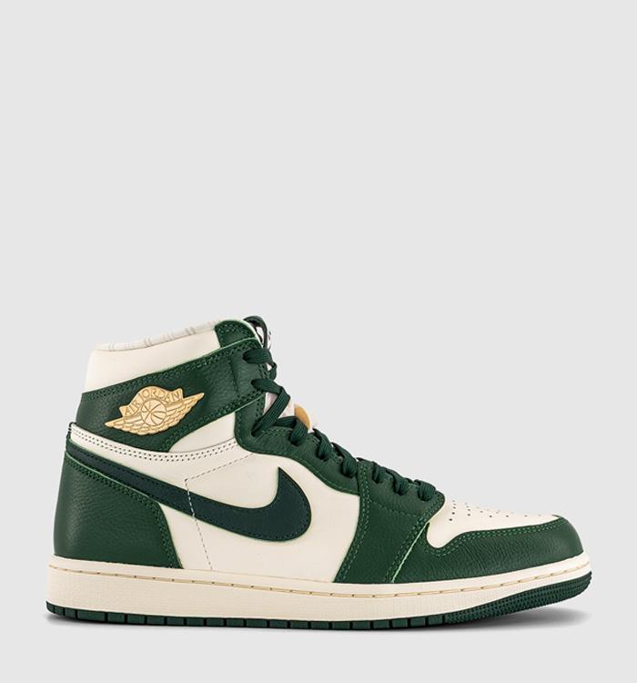 Jordan W Air Jordan 1 Retro HI OG Trainers Pale Ivory Pro Green Fir Coconut Milk