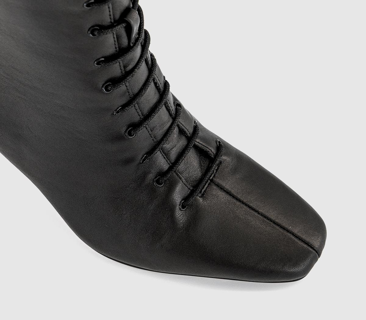 OFFICEAvery Slim Heel Lace Up Ankle BootsBlack Leather