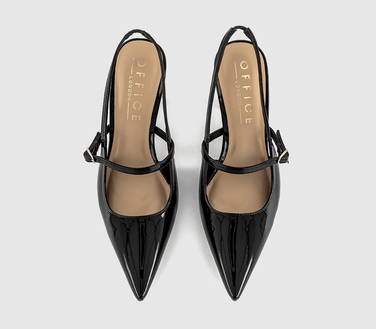 OFFICEHustle Strap Detail Court HeelsBlack Patent