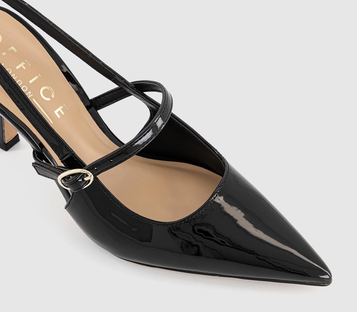 OFFICEHustle Strap Detail Court HeelsBlack Patent