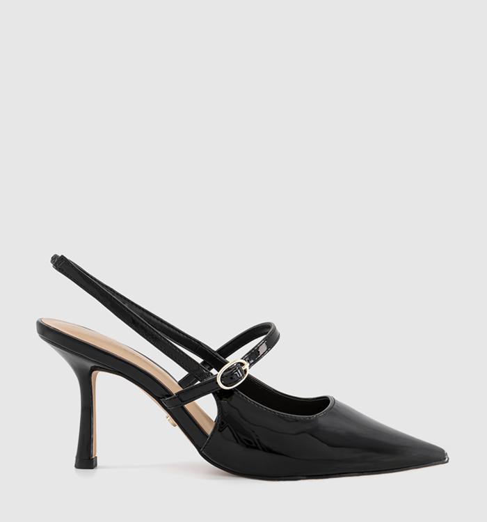 OFFICE Hustle Strap Detail Court Heels Black Patent