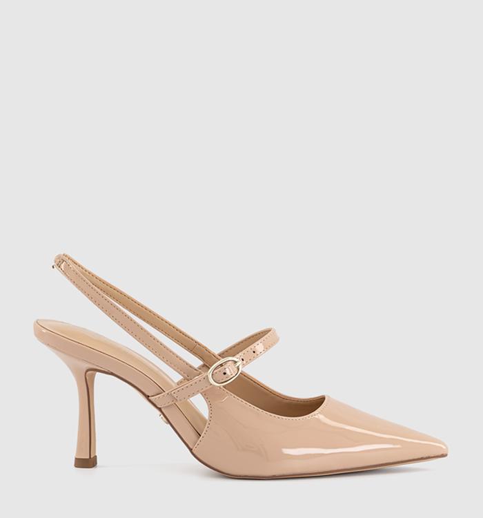 OFFICE Hustle Strap Detail Court Heels Blush Patent