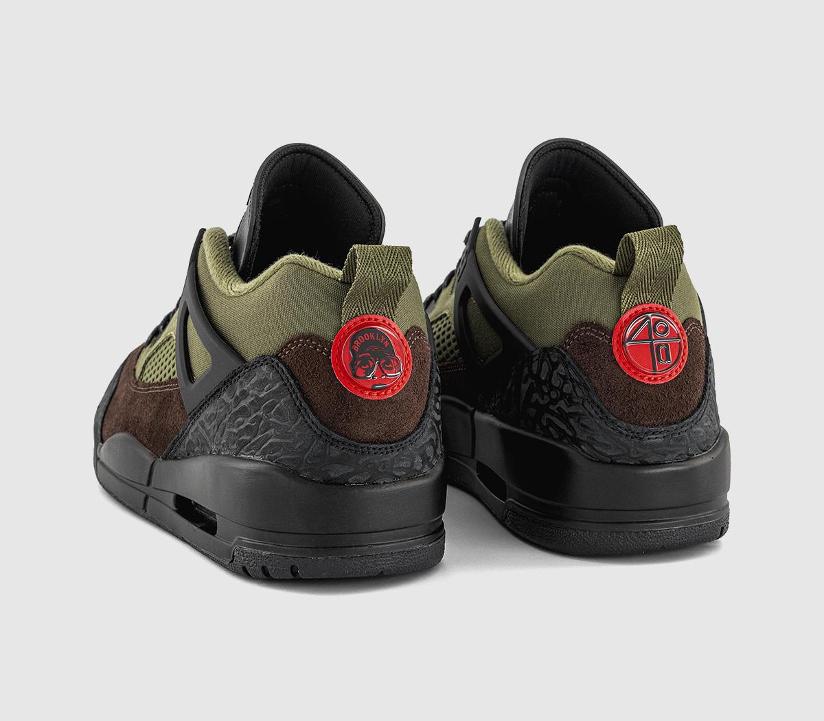 JordanJordan Spizike Low V2 TrainersMedium Olive  University Red Black Baroque Brown