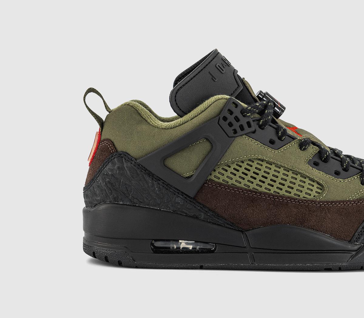 JordanJordan Spizike Low V2 TrainersMedium Olive  University Red Black Baroque Brown