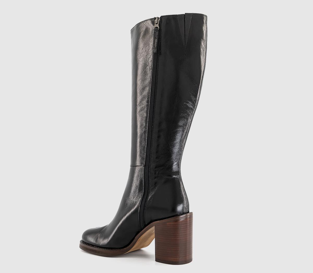 OFFICEKora Heeled Platform Knee High BootsBlack Leather