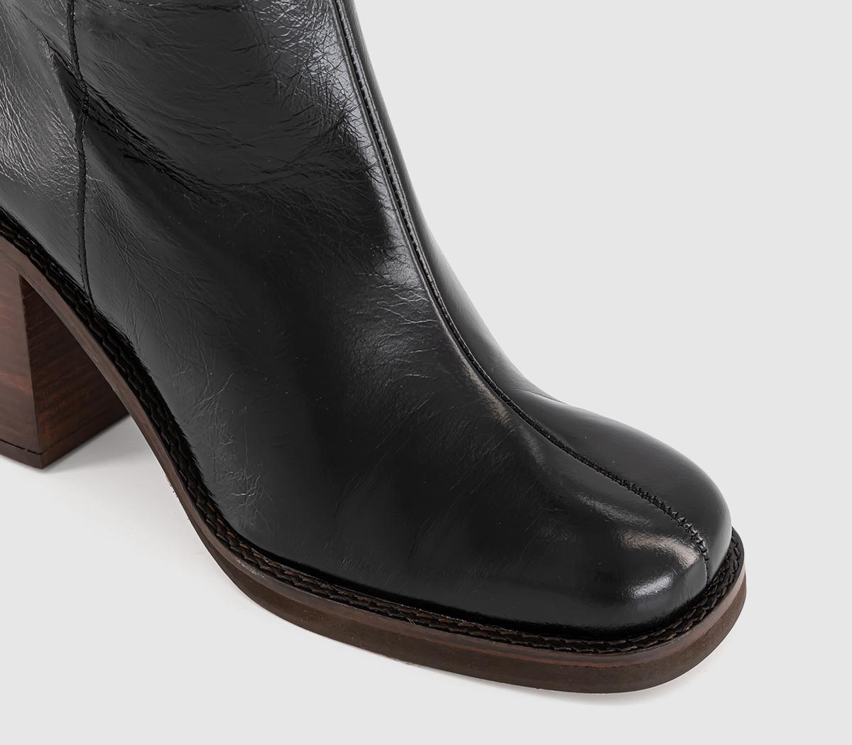 OFFICEKora Heeled Platform Knee High BootsBlack Leather