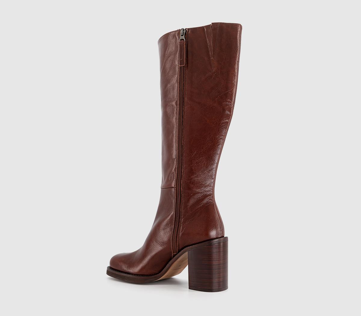 OFFICEKora Heeled Platform Knee High BootsTan Leather