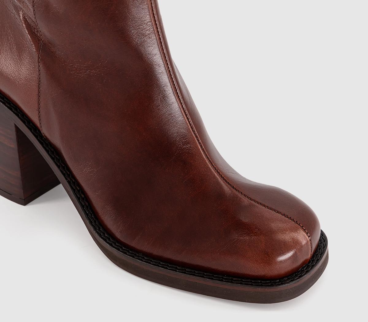 OFFICEKora Heeled Platform Knee High BootsTan Leather