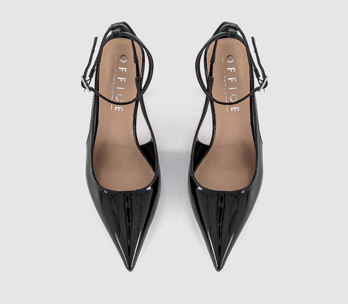 OFFICEHennie Slingback Ankle Strap Court HeelsBlack Patent