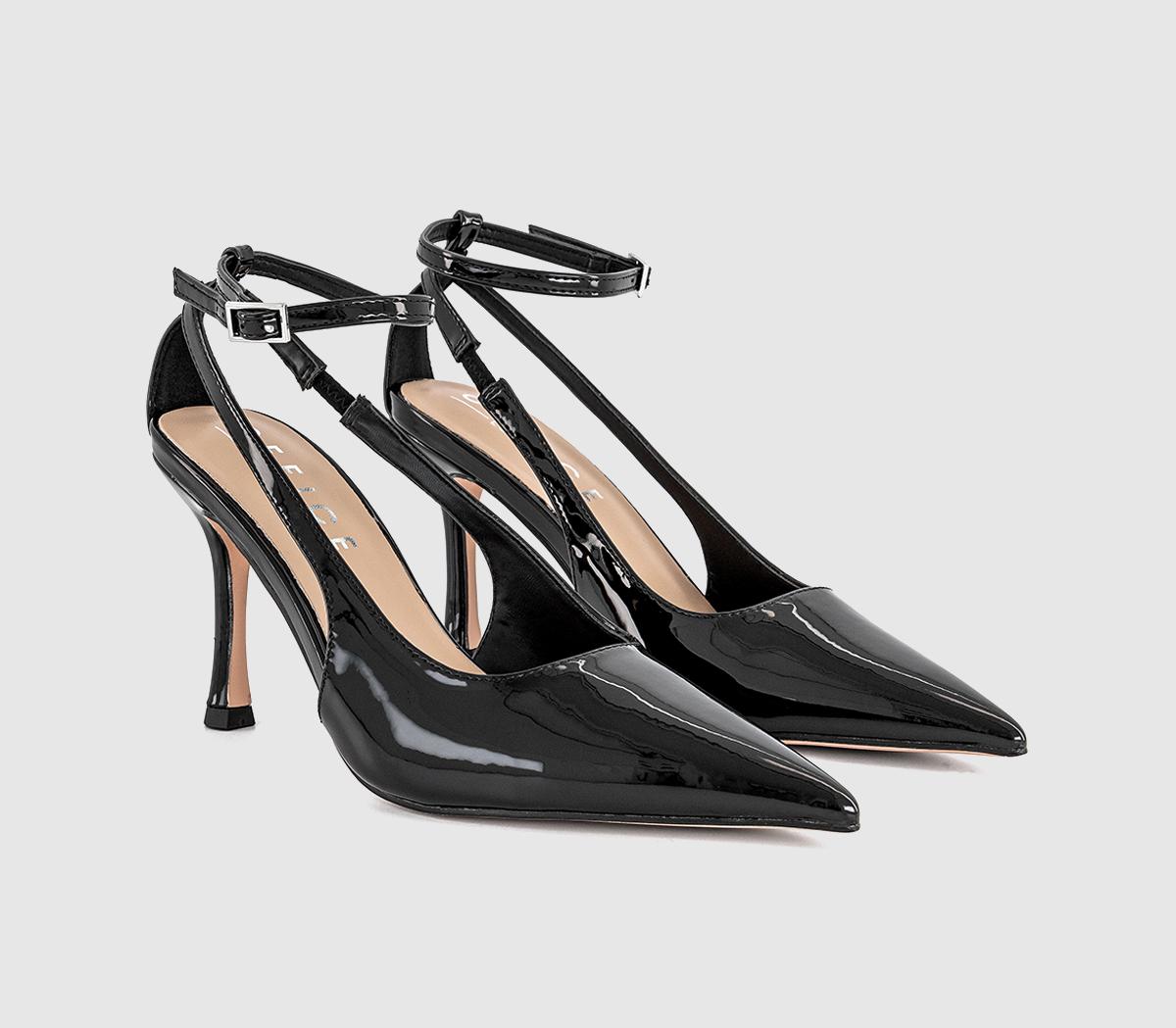 OFFICEHennie Slingback Ankle Strap Court HeelsBlack Patent