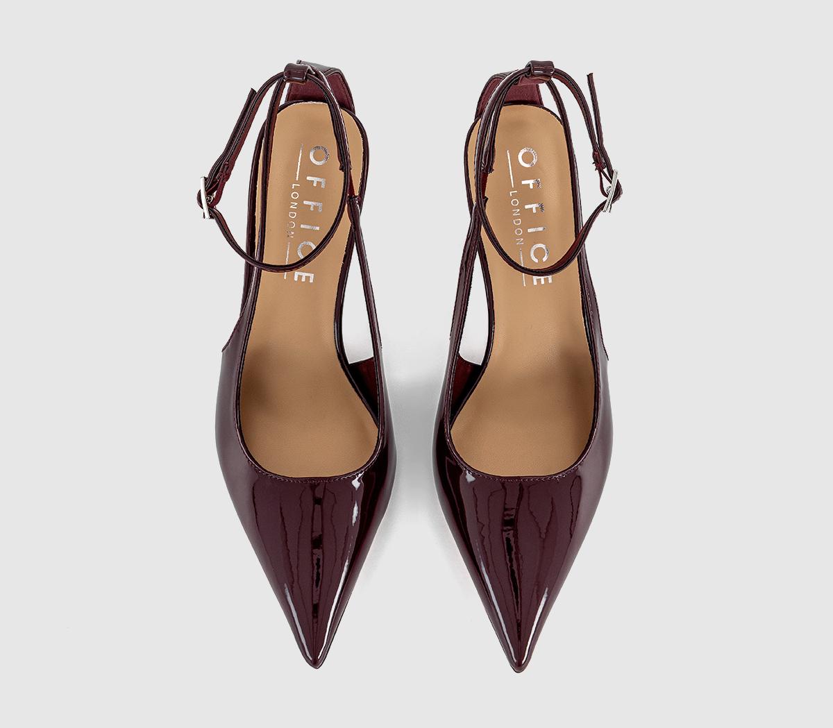 OFFICEHennie Slingback Ankle Strap Court HeelsBurgundy Patent