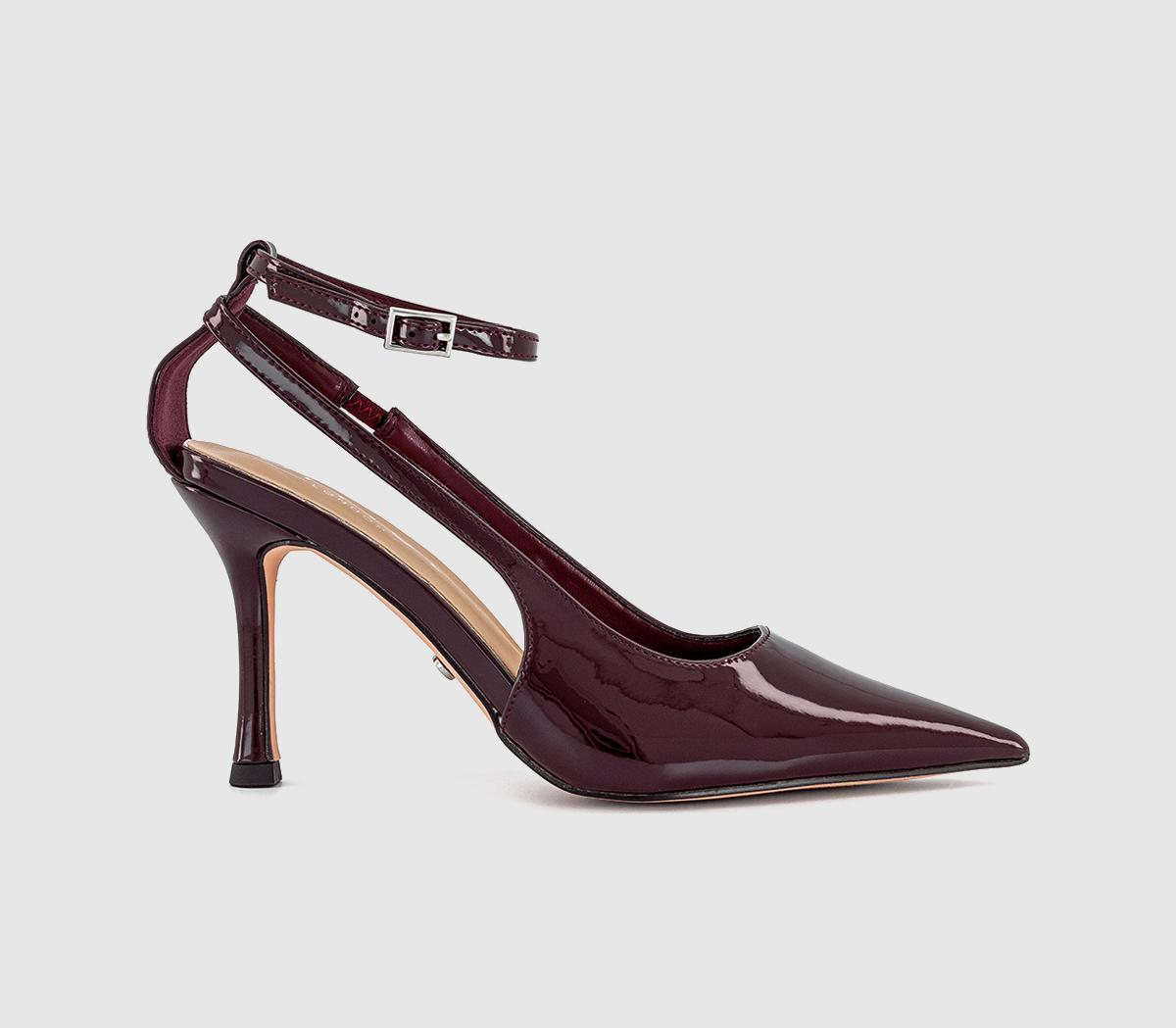 OFFICEHennie Slingback Ankle Strap Court HeelsBurgundy Patent