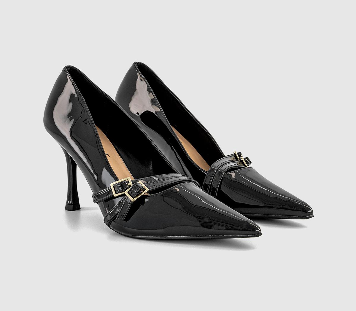 OFFICEHenley Buckle Strap Detail Court HeelsBlack Patent