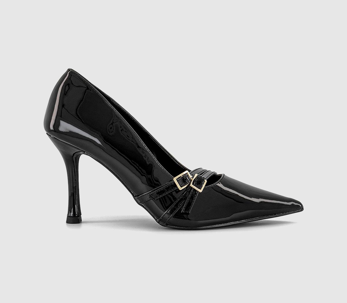 OFFICEHenley Buckle Strap Detail Court HeelsBlack Patent