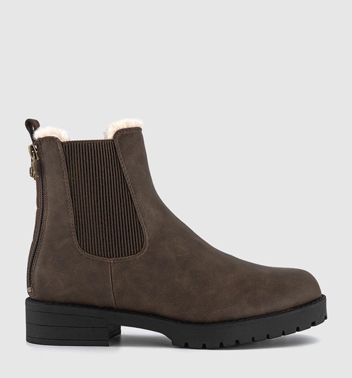 Blowfish Malibu Dover Fur Lined Chelsea Boots Dark Brown