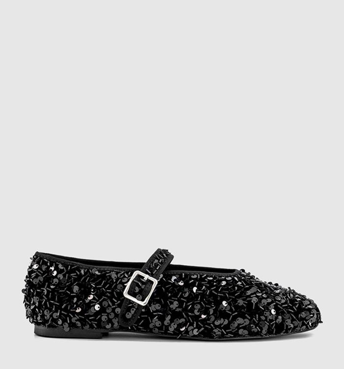 OFFICE Firework Sequin Ballet Shoes Black