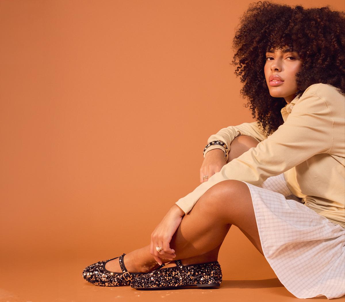 OFFICEFirework Sequin Ballet ShoesBronze