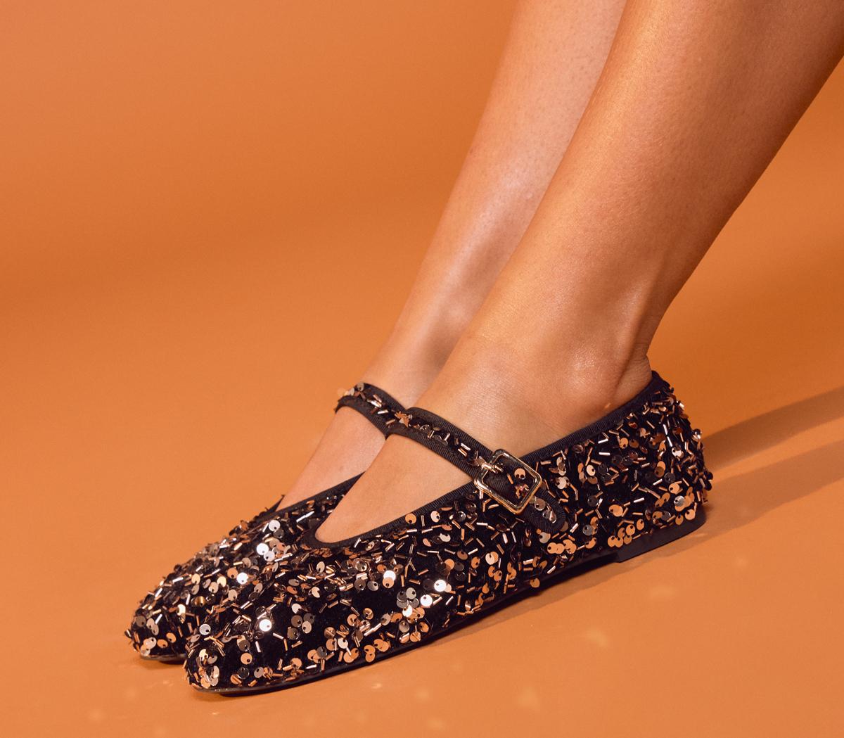 OFFICEFirework Sequin Ballet ShoesBronze