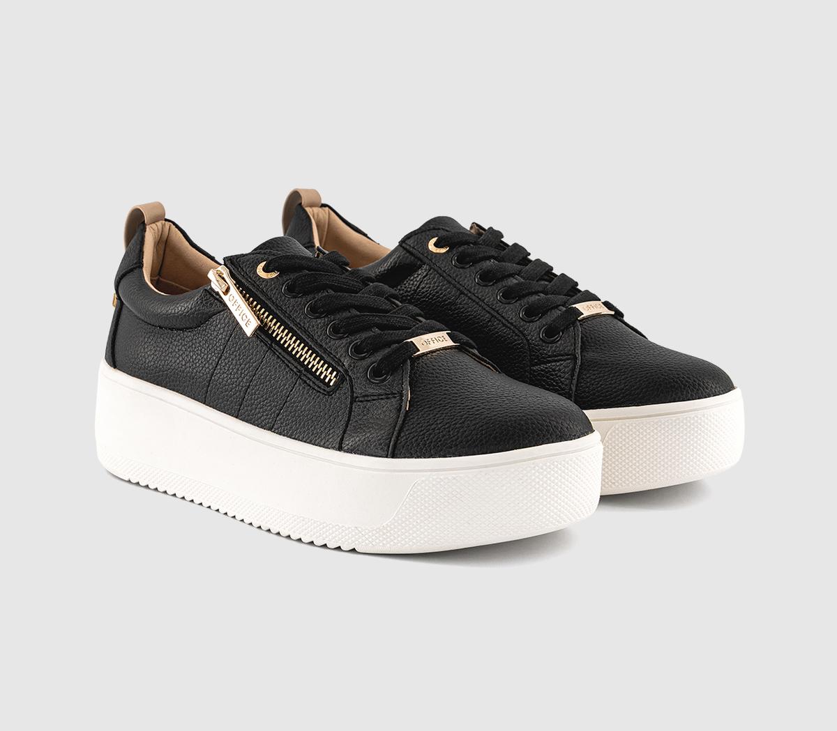 OFFICE Tangle Zip Detail Platform Trainers Black - Women's Trainers