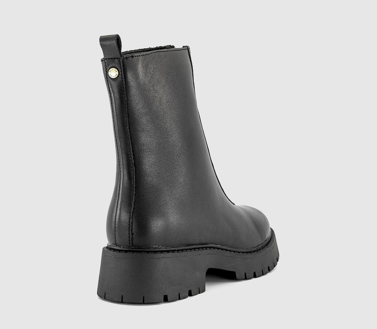 OFFICEAtticus Front Zip Chunky BootsBlack Leather