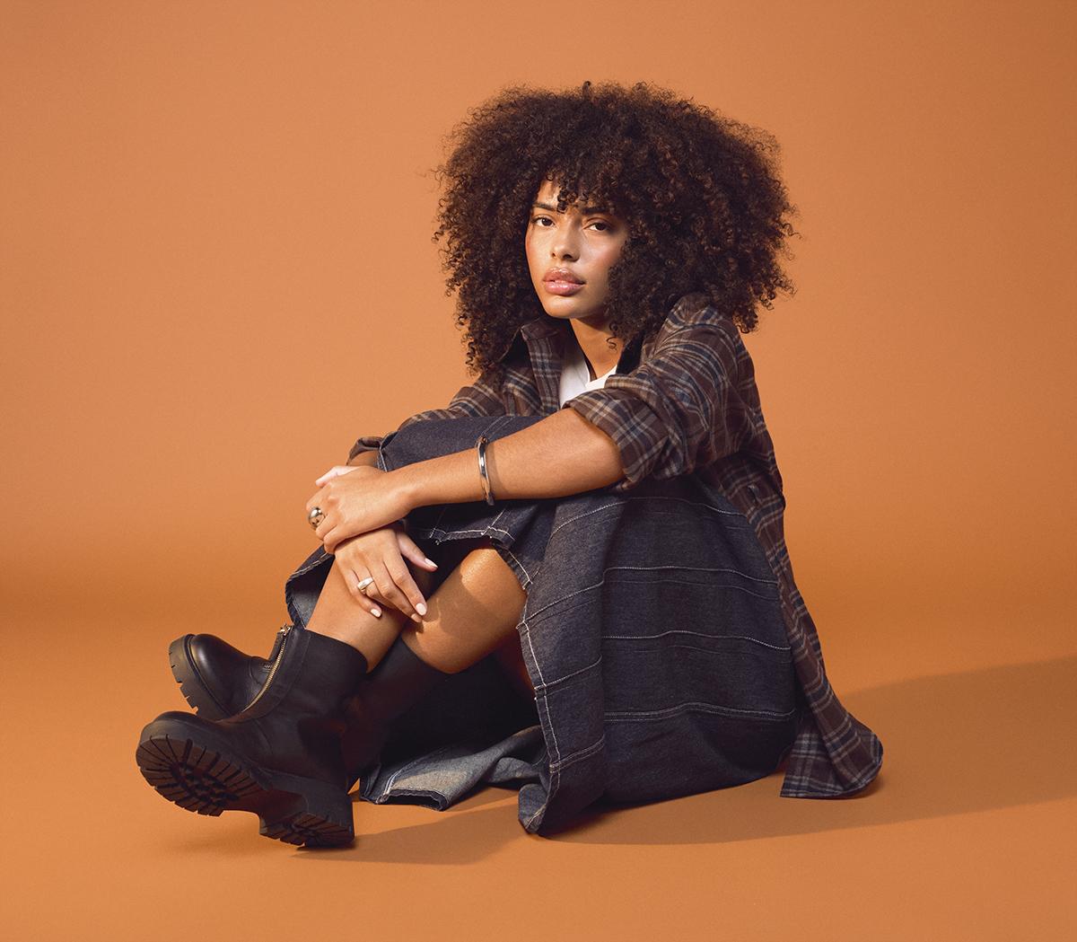 OFFICE Atticus Front Zip Chunky Boots Black Leather Women's