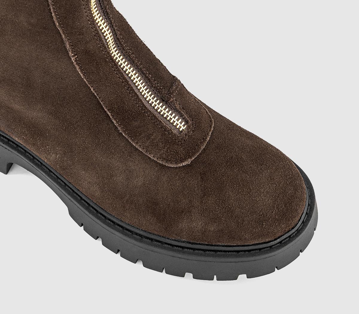 OFFICEAtticus Front Zip Chunky BootsBrown Suede