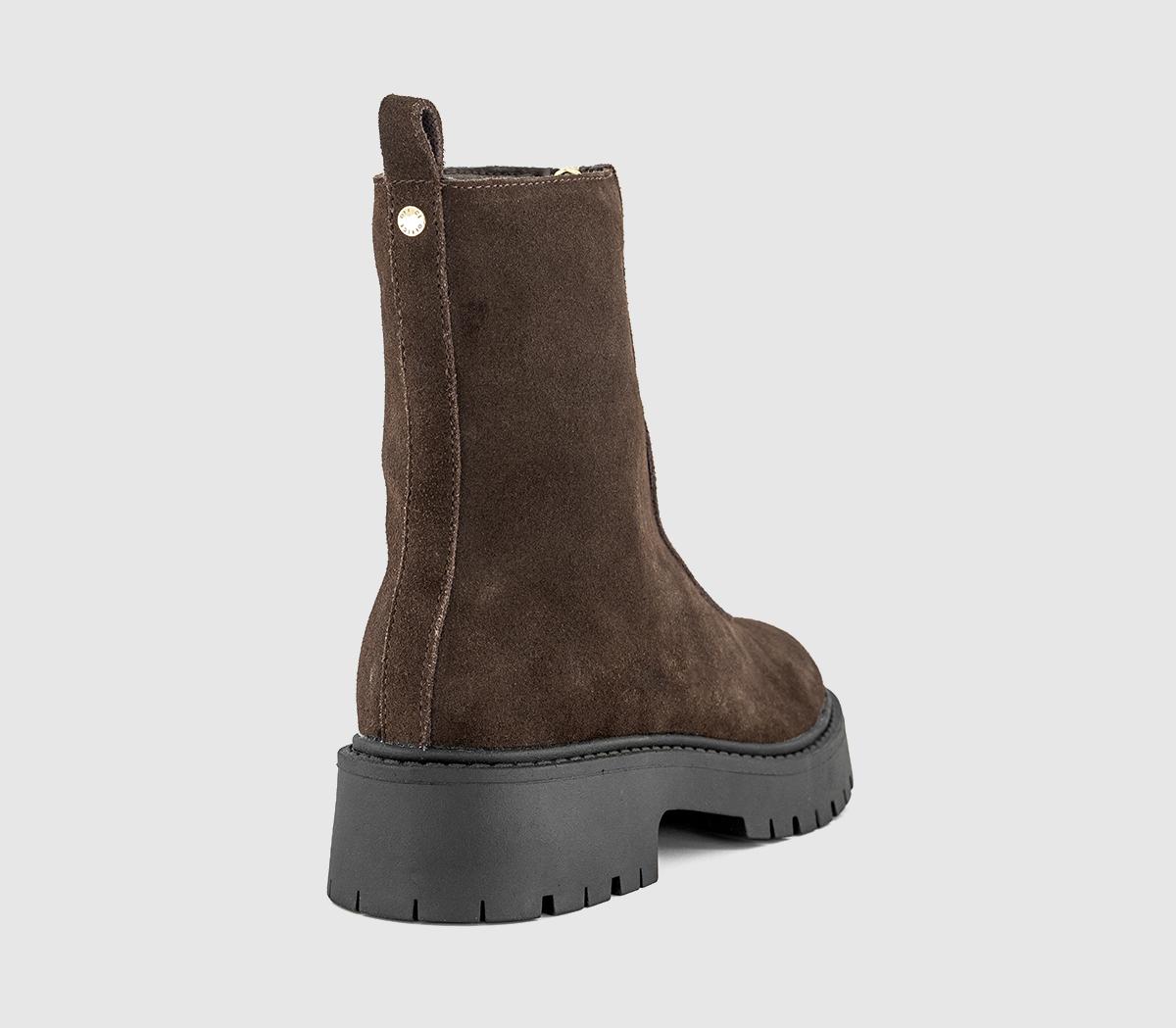 OFFICEAtticus Front Zip Chunky BootsBrown Suede