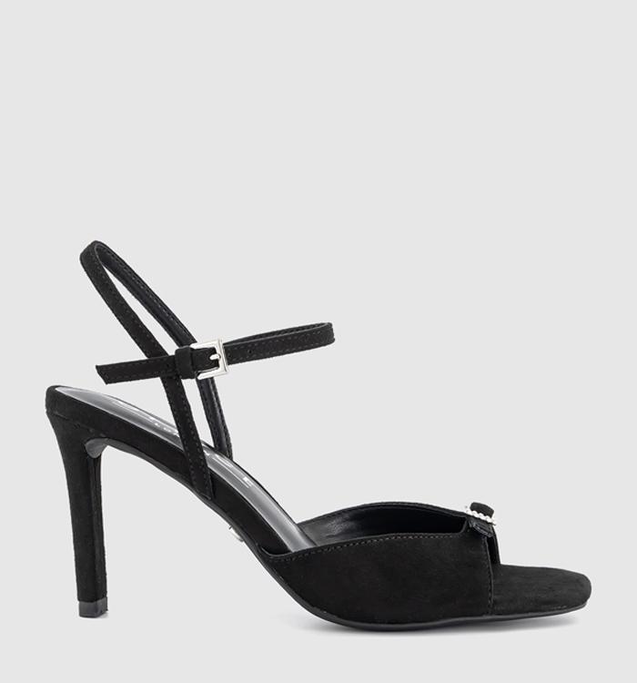 OFFICE Heart Embellished Buckle Heeled Sandals Black