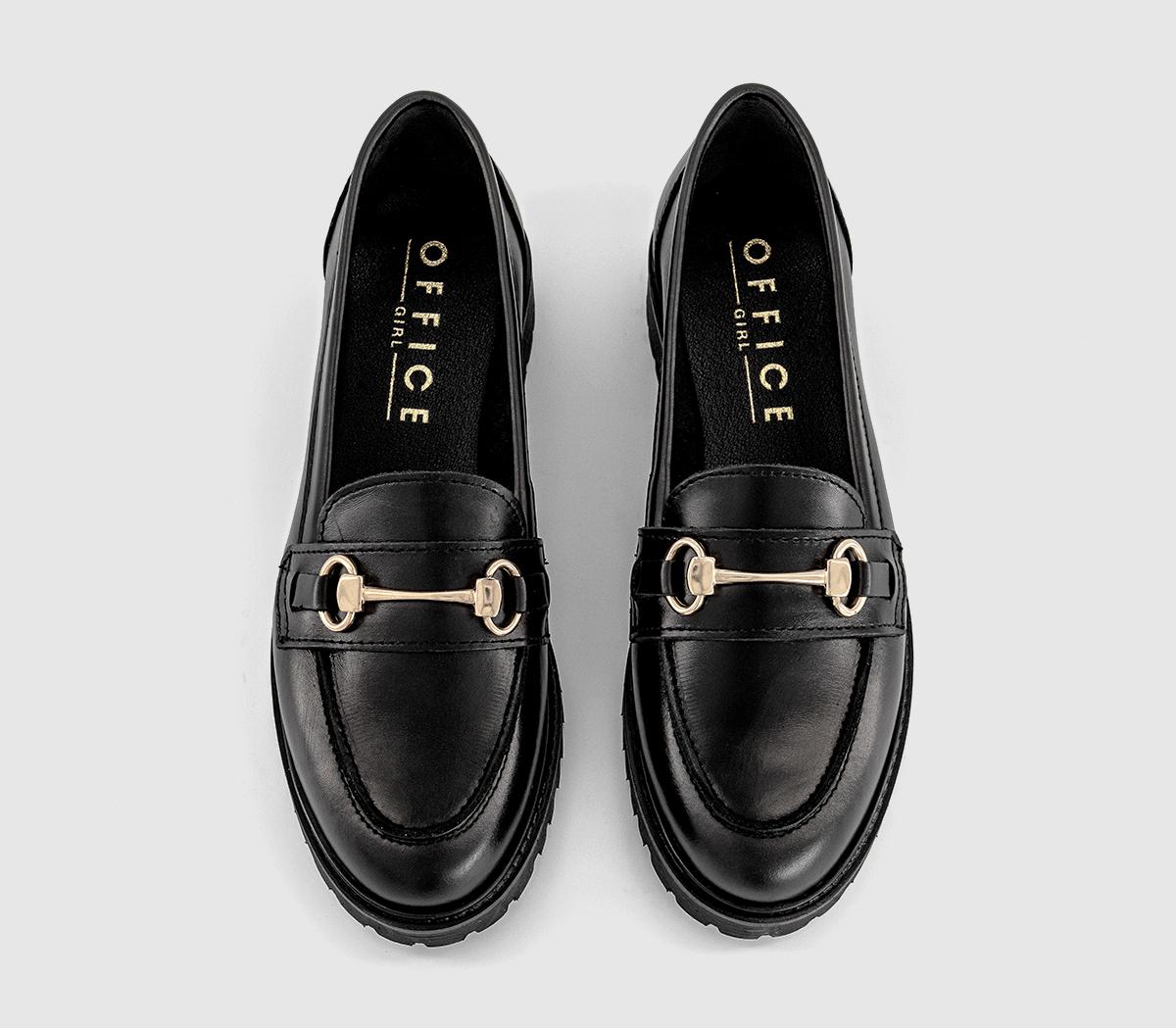 OFFICEFontana Cleated Sole Snaffle LoafersBlack Leather