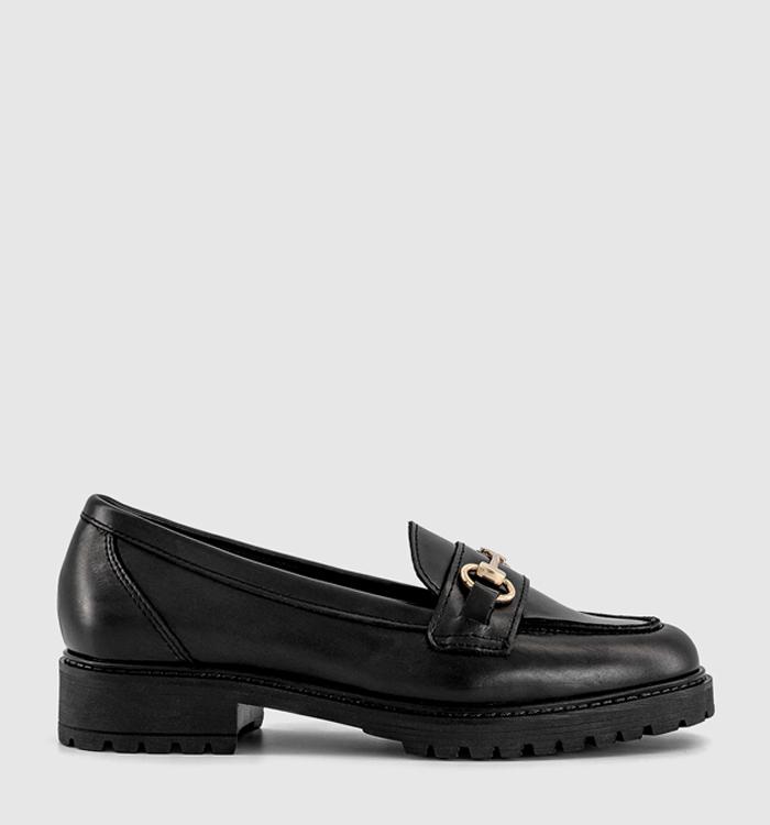 OFFICE Fontana Cleated Sole Snaffle Loafers Black Leather