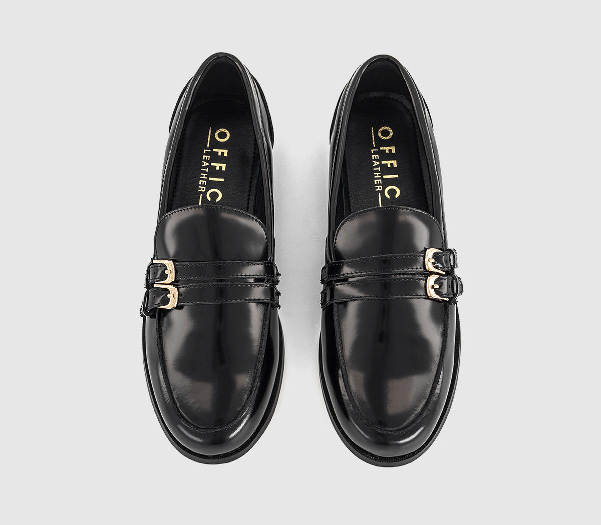OFFICEFernando Double Strap Detail LoafersBlack Leather