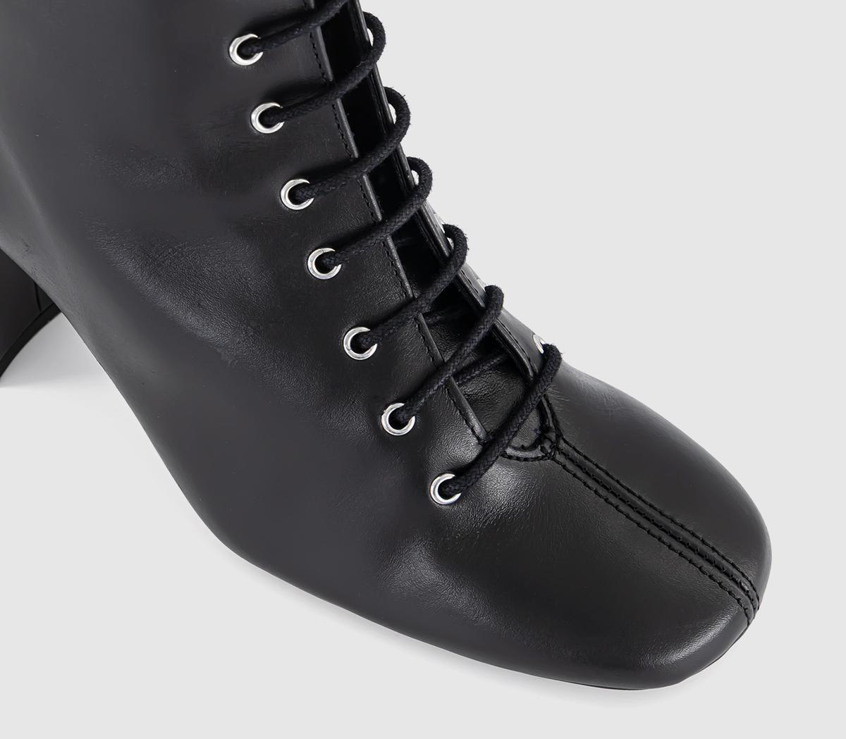 OFFICEAda Lace Up Block Heel Boots OFFICEAda Lace Up Block Heel BootsBlack Leather