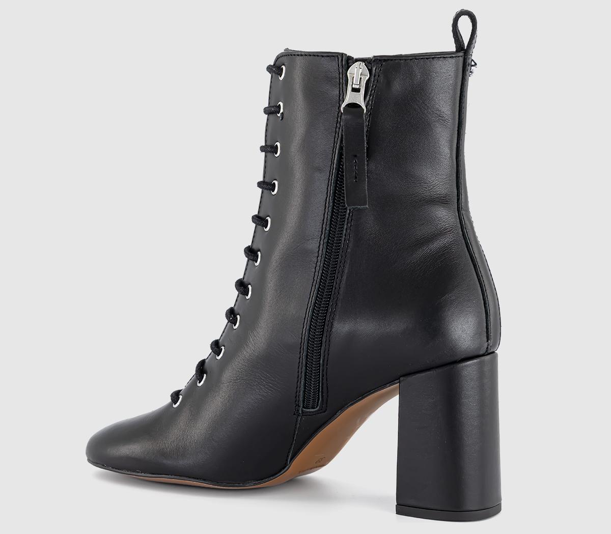 OFFICEAda Lace Up Block Heel Boots OFFICEAda Lace Up Block Heel BootsBlack Leather