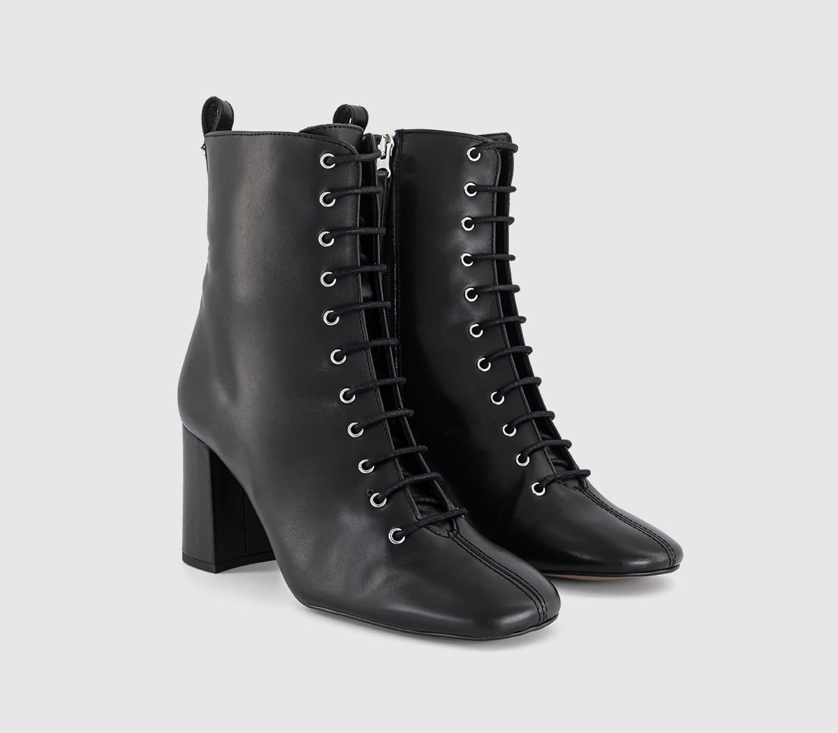 OFFICEAda Lace Up Block Heel Boots OFFICEAda Lace Up Block Heel BootsBlack Leather