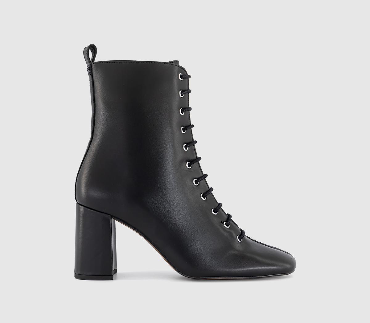 OFFICEAda Lace Up Block Heel Boots OFFICEAda Lace Up Block Heel BootsBlack Leather