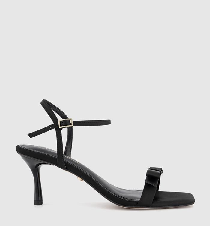 OFFICE Mariah Bow Detail Heeled Sandals Black Satin
