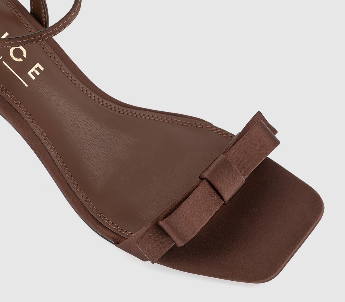 OFFICEMariah Bow Detail Heeled SandalsChocolate Brown Satin