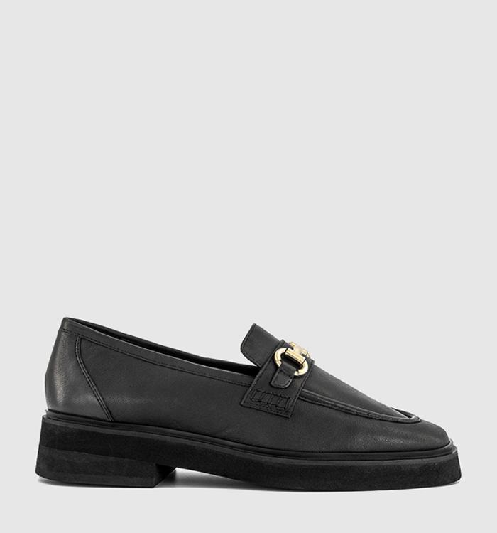 OFFICE Follow Snaffle Trim Square Toe Loafers Black Leather
