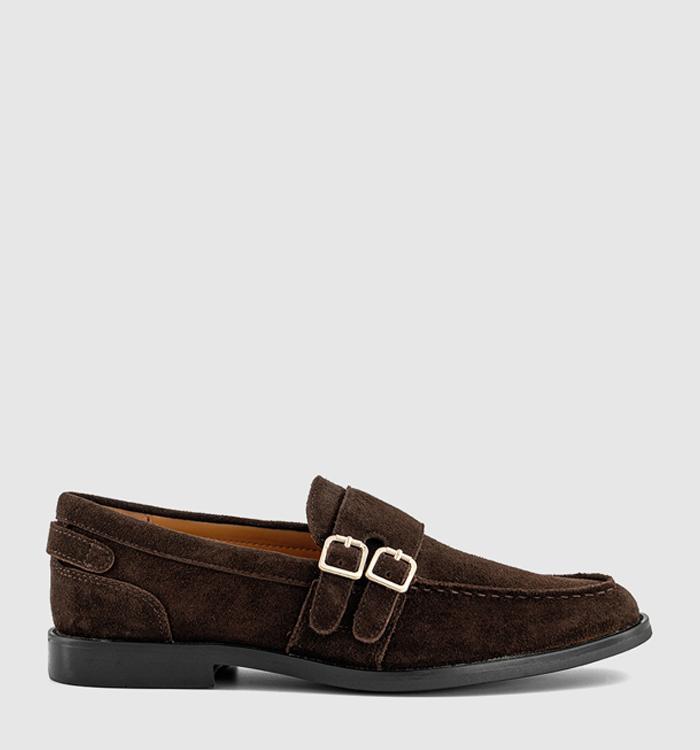 OFFICE Melbourne Monk Strap Loafers Brown Suede