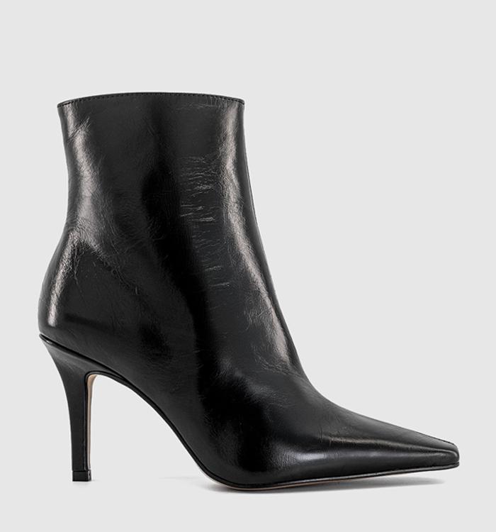 OFFICE Alexis Heel Ankle Boots Black Leather