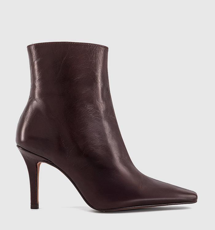 OFFICE Alexis Heel Ankle Boots Burgundy Leather