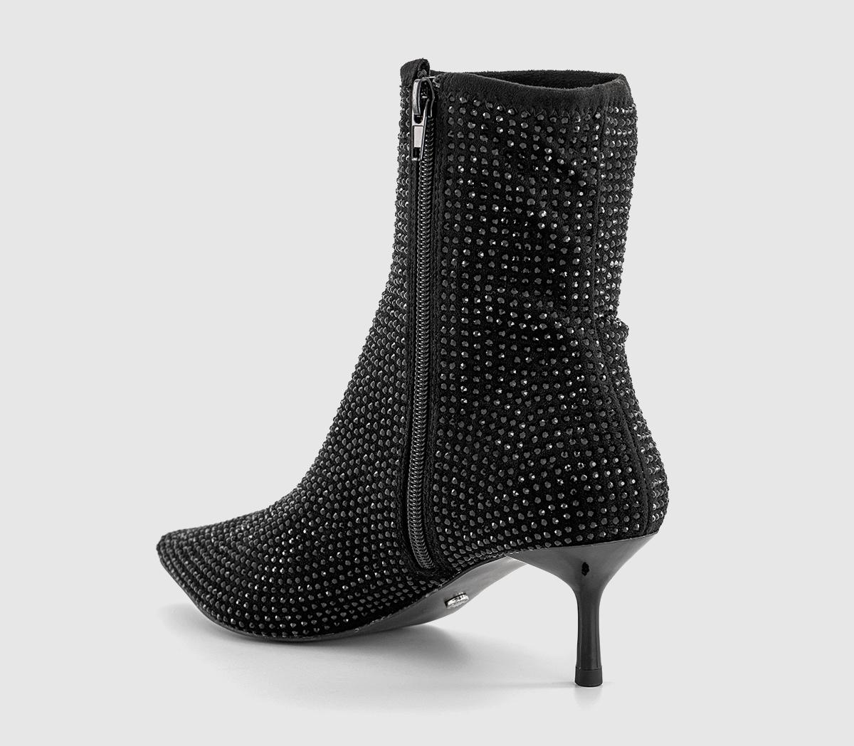 OFFICEAmaze Embellished Kitten Heel Ankle BootsBlack Embellished