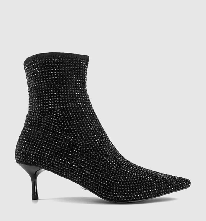 OFFICE Amaze Embellished Kitten Heel Ankle Boots Black Embellished