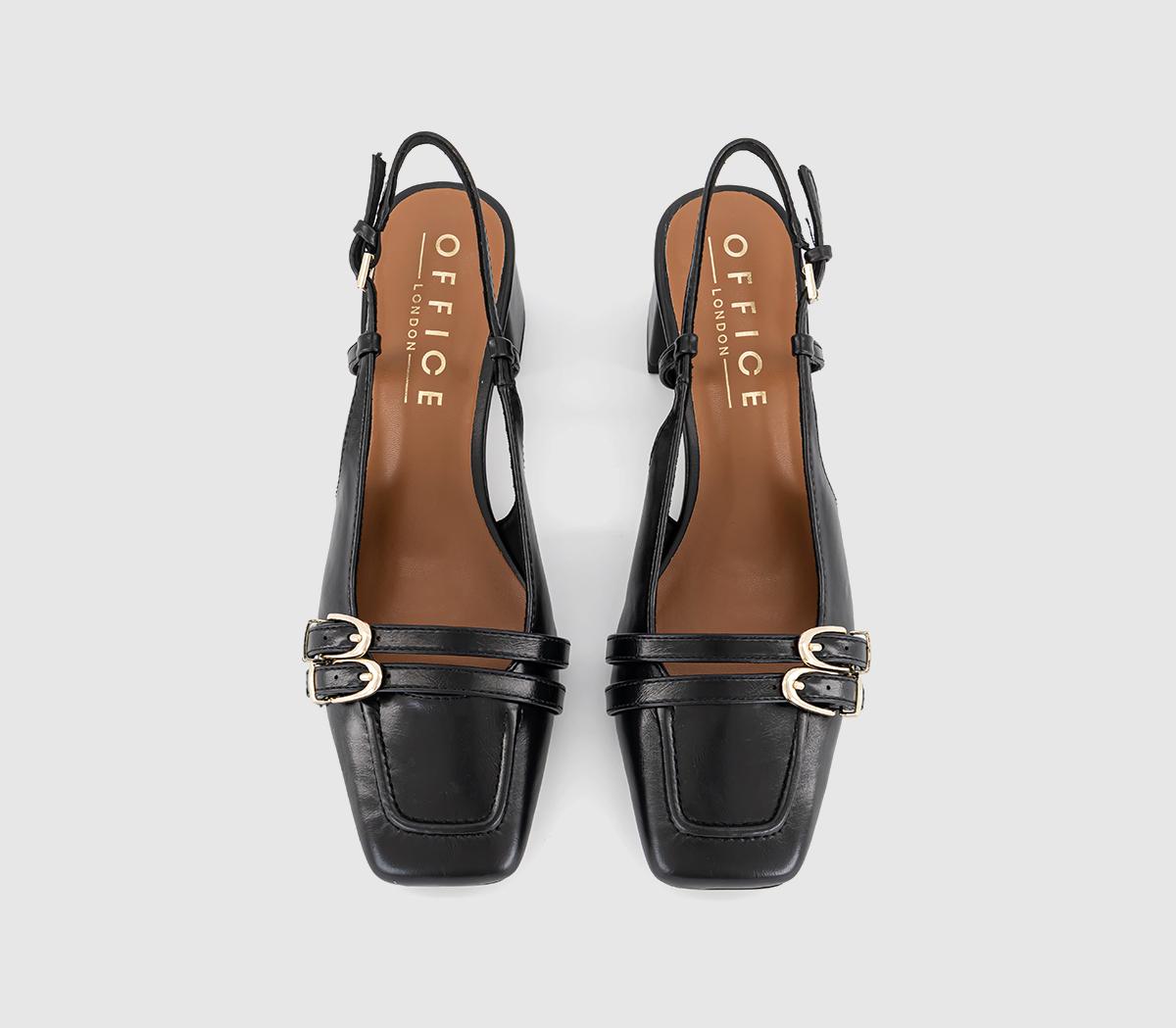 OFFICEMaxie Buckle Detail Slingback Block Heels CourtBlack