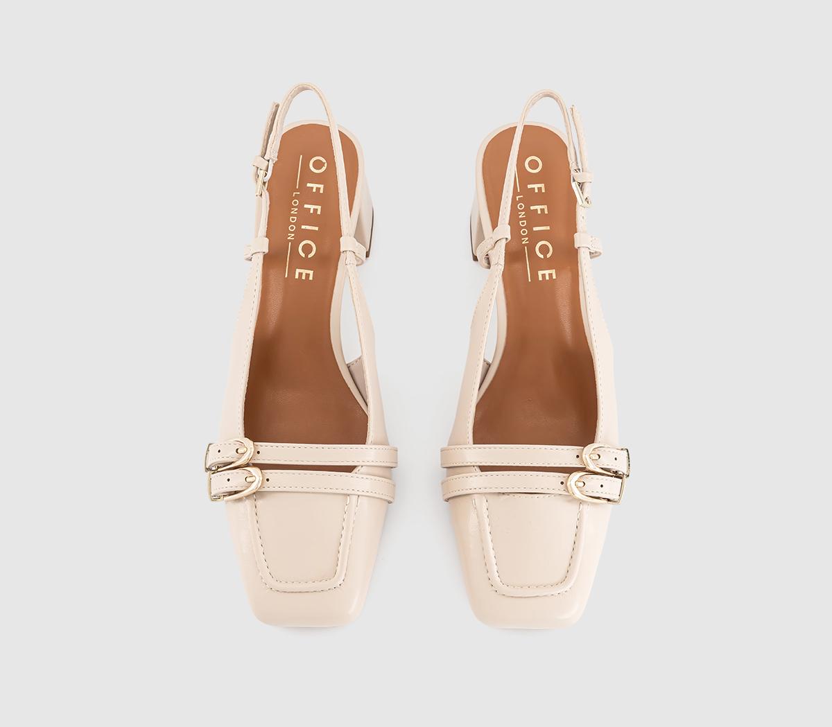 OFFICEMaxie Buckle Detail Slingback Block Heels CourtOff White