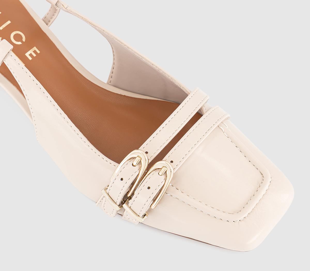 OFFICEMaxie Buckle Detail Slingback Block Heels CourtOff White