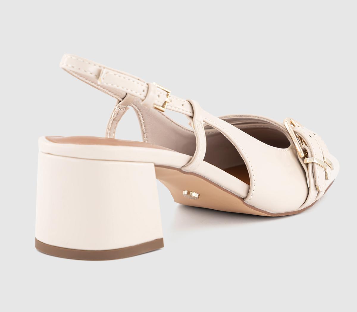 OFFICEMaxie Buckle Detail Slingback Block Heels CourtOff White