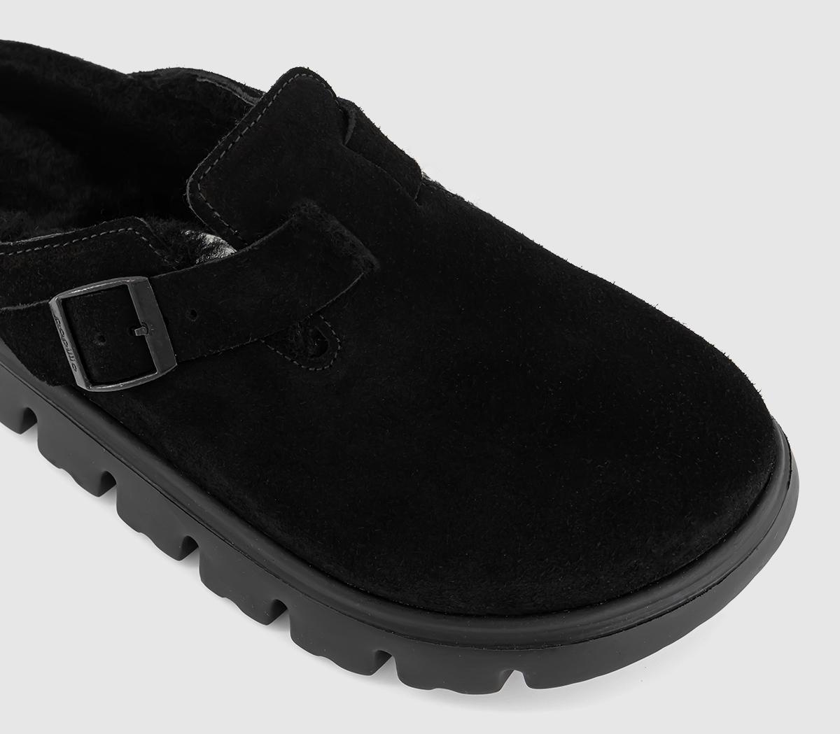 BIRKENSTOCK Boston Chunky Shearling Clogs Black - Flat Shoes for Women