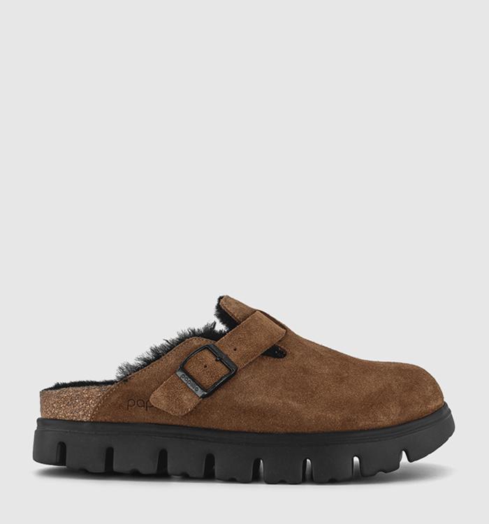 BIRKENSTOCK Boston Chunky Shearling Clogs Dark Tea