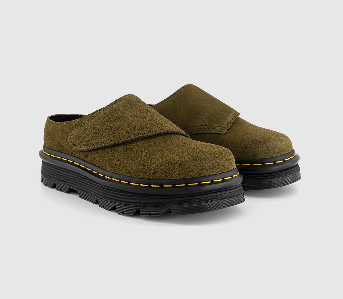 Dr. Martens Zebzag Anywair Mules Olive Suede - Men's Casual Shoes